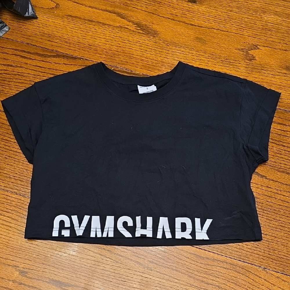 Gymshark Black Crop Top with White Lettering